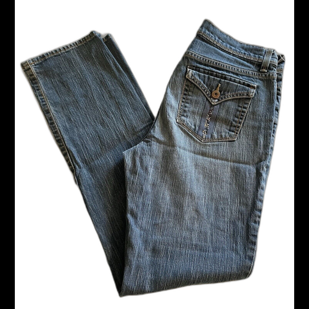Jordache Jeans Women’s Size 10 Blue Straight Leg Embellish Pockets Y2K